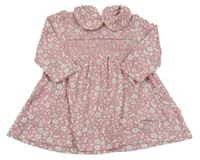 Růžovo-bílé květované bavlněné šaty s límečkem Jojo Maman Bébé