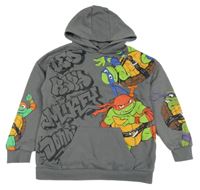 Tmavošedá mikina s kapucí - Želvy Ninja 