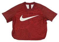 Vínový funkční oboustranný crop dres s logem a růžemi Nike