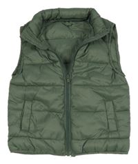 Khaki šusťáková zateplená vesta Dunnes