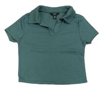 Zelenošedé crop tričko s límečkem New Look