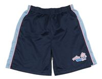 Tmavomodro-světlemodré sportovní kraťasy s pruhy 