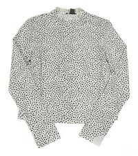 Bílé žebrované crop triko s puntíky Primark