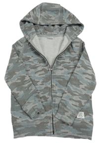 Šedo-modrá army propínací mikina s kapucí F&F
