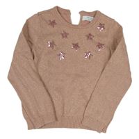Světlerůžovo-zlatý svetr s hvězdičkami z flitrů Primark