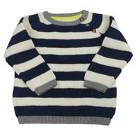 Tmavomodro-bílo-šedý pruhovaný svetr H&M