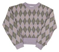 Fialovo-šedý károvaný svetr Primark