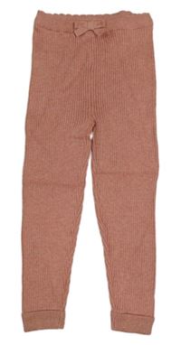 Růžové žebrované pletené legíny George 