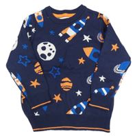 Tmavomodrý svetr s vesmírem F&F