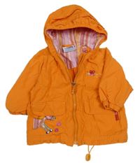Oranžová šusťáková jarní bunda s koníkem a kapucí Topolino