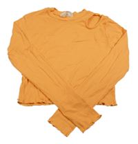 Oranžové žebrované crop triko s průřezem H&M