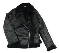 Černý koženkový zateplený křivák Primark