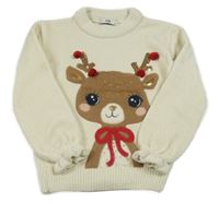 Smetanový žinylkový svetr se sobem C&A