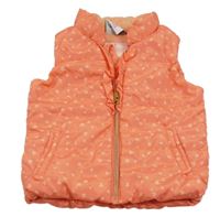 Oranžová šusťáková prošívaná zateplená vesta se srdíčky Topolino