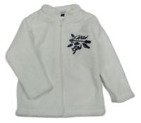 Bílá chlupatá propínací mikina s výšivkou Lupilu