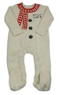 Smetanový plyšový overal s potiskem šály a nápisem George 