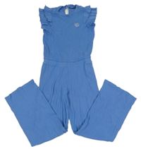 Modrý žebrovaný kalhotový overal s výšivkou Persival