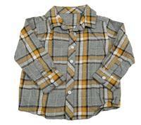 Šedo-béžovo-bílá kostkovaná flanelová košile Matalan