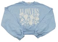 Světlemodrá crop mikina s květy H&M
