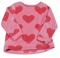 Růžová plyšová mikina se srdíčky George 