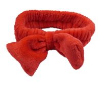 Červená chlupatá čelenka s mašlí