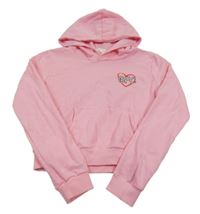 Růžová crop mikina s nápisem a kapucí znm. H&M