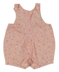 Broskvové plátěné laclové kraťasy se slony 