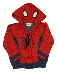 Červeno-tmavomodrá propínací mikina se Spider-manem a kapucí Marvel