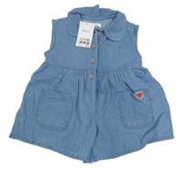 Nové - Modrý riflový kraťasový overal Next