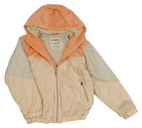 Broskvovo-oranžovo-béžová šusťáková jarní bunda s kapucí Page one young