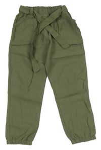 Khaki lehké cuff kalhoty s páskem St. Bernard