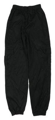 Černé šusťákové cargo cuff kalhoty