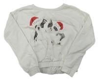 Bílá crop mikina s pejsky H&M