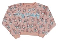 Světlerůžová crop oversize mikina s Kitty Nutmeg