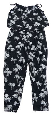 Černý kalhotový overal s palmami zn. H&M