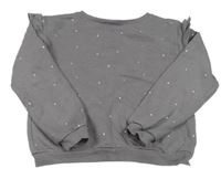 Tmavošedá stříbrně puntíkatá crop mikina s volánky H&M