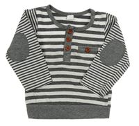 Tmavošedo-bílé pruhované mikinotriko 