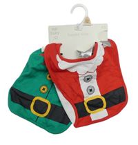 Nové - 2x - Vánoční bryndák - Zelený - elf, červený - Santa F&F