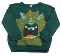 Tmavozelená mikina s dinem Tu