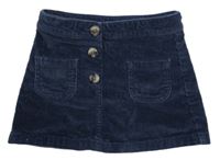 Tmavomodrá manšestrová sukně C&A