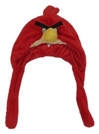 Červená chlupatá zateplená čepice - Angry Birds