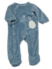 Modrošedá plyšová kombinéza s medvídkem SHEIN