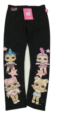 Nové - černé třpytivé teplákové zateplené legíny s L.O.L. SURPRISE! PRIMARK