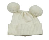 Smetanová vlněná čepice s bambulemi sarabanda