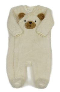 Smetanová huňatá kombinéza s medvídkem pure baby