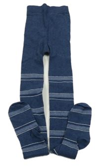 Tmavomodro-modré pruhované melírované punčocháče alive