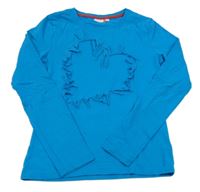 Modré triko se srdíčkem s třásněmi HOT&SPICY