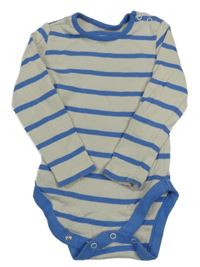 Světlebéžovo-modré pruhované žebrované body George