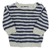 Bílo-tmavomodrý pruhovaný svetr Next