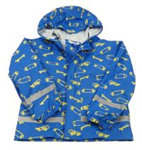 Cobaltově modrá nepromokavá bunda se skateboardy a kapucí KIDS